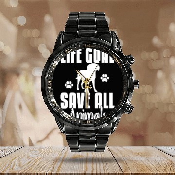 Discover Life Goal Save All Animals Save Animals Dog Rescue Calendar Steel Band Watch