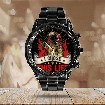 Discover Firefighter Job Red Line American Flag Cool Firefighter Plus Size 289 Calendar Steel Band Watch