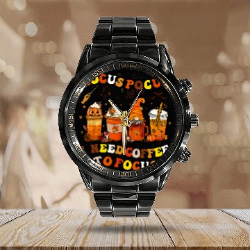 Discover Coffee Fun Halloween Coffee Hocus Pocus I Need Coffee To Focus Calendar Steel Band Watch