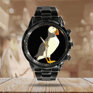Discover Book Fun Puffin Comic Book Effect Iceland Cute Bird Icelandic Puffins Calendar Steel Band Watch