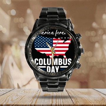 Discover 1492 Christopher Columbus Day 14 Calendar Steel Band Watch