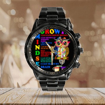 Discover Owl Pet Growth Mindset School Counselor Postive Message Teacher Owl Baseball Tees Calendar Steel Band Watch
