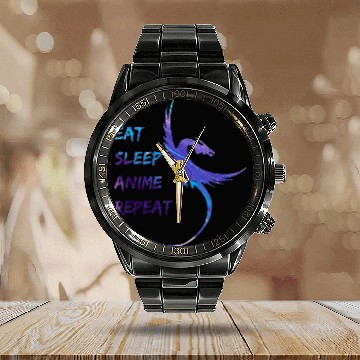 Discover Dragon Pet Manga Eat Sleep Anime Repeat Dragon Anime Baseball Tees Calendar Steel Band Watch