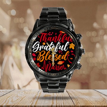 Discover nurses Job Thankful Grateful Blessed nurses Thanksgiving Turkey Baseball Tees Calendar Steel Band Watch