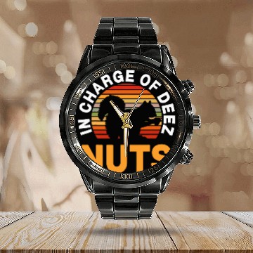 Discover Squirrel Pet Apparel Nutcracker Squirrels Deez Nuts Calendar Steel Band Watch
