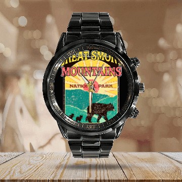Discover Bear Pet Bear Great Smoky Mountains National Park Calendar Steel Band Watch