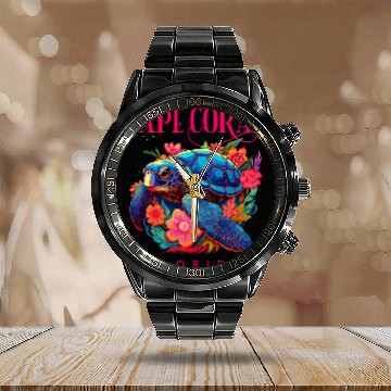 Discover Turtle Pet Cape Coral Florida Floral Beach Turtle Souvenir Calendar Steel Band Watch