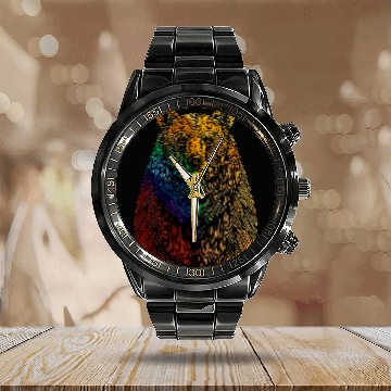 Discover Bear Pet Spectrum Fur Vibrant Pride Edition Gay Bear Calendar Steel Band Watch