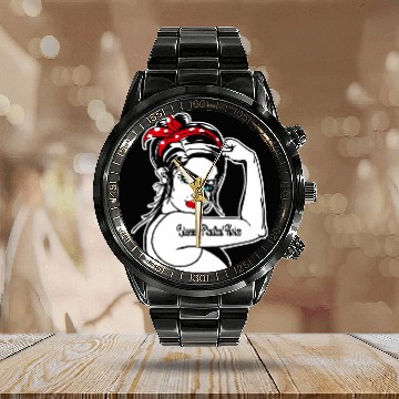 Discover nurses Job Female Licensed Practical nurses LPN Rosie The Riveter Girl Calendar Steel Band Watch