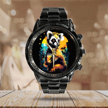 Discover Beer Fun Lemur Drinking Beer Funny Beer Drinker Drunk Monkey Primate 1 Calendar Steel Band Watch