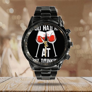 Discover Wines Fun Day Drinking Funny Vintage Baseball Tees Calendar Steel Band Watch