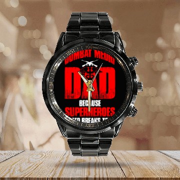 Discover Mens Combat Medic Dad Because superheroes need breaks too 1 Calendar Steel Band Watch