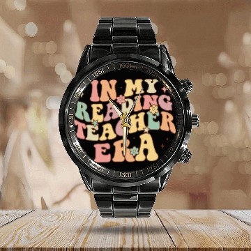 Discover In My Reading Teacher Era Retro Reading Teacher Calendar Steel Band Watch