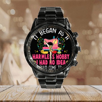 Discover Funny Quilting Gift Quilter Patchwork Sew Machine Fabric Calendar Steel Band Watch
