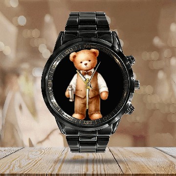 Discover Bartender Job Preppy Bartender Bear vintages Gilded Lillie Calendar Steel Band Watch
