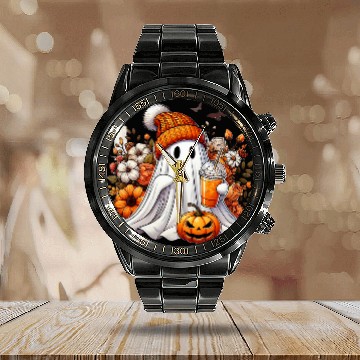 Discover Coffee Fun Halloween Spooky Season ghosts Coffee Fall Floral Pumpkin Baseball Tees Calendar Steel Band Watch