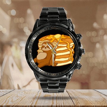 Discover Sloth Pet Eating Pancakes Pancake Waffle Breakfast Brunch Baseball Tees Calendar Steel Band Watch