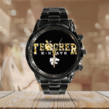Discover Kansas State Wildcats Teacher Sunflower Slogan Calendar Steel Band Watch