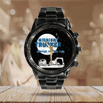 Discover Midnight Trucker Calendar Steel Band Watch