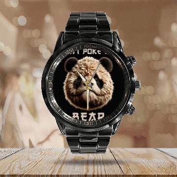 Discover Bear Pet Don t Poke Mama Papa Bear 15 Calendar Steel Band Watch