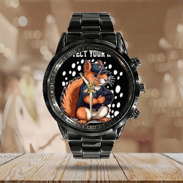 Discover Squirrel Pet Baseball Catcher Boys Girls Kids Baseball Tees Calendar Steel Band Watch