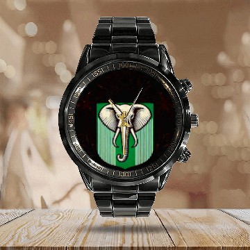 Discover Elephant Pet Ivory Coast Ivorian Elephant Flag Wear 2 Calendar Steel Band Watch