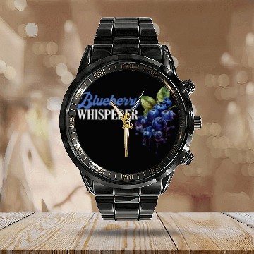 Discover Blueberry Whisperer Fruit Blueberries Berry Garden Farmer Calendar Steel Band Watch