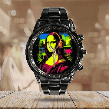 Discover Funny Mona Lisa Cool Retro Y2K EDM Mona Lisa DJ 4 Baseball Tees Calendar Steel Band Watch