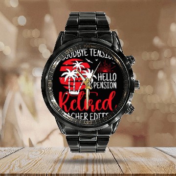Discover Goodbye Tension Hello Pension Teacher Retirement Baseball Tees Calendar Steel Band Watch