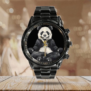 Discover Bear Pet Bear Meditation Spirituality Buddhist Hindu Zen Buddha Calendar Steel Band Watch