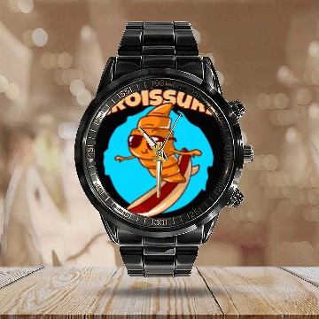 Discover Croissurf Surfing Croissant Baker Baking Croissant Calendar Steel Band Watch
