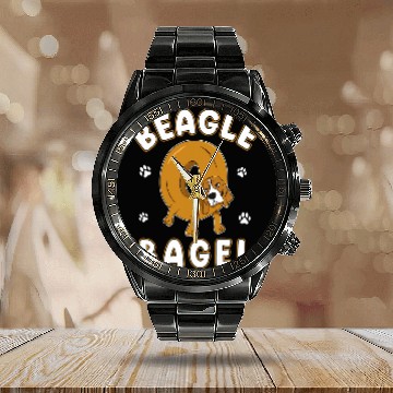 Discover Beagle Bagel Baker For Bake Roll Lovers And Puppy Owners Calendar Steel Band Watch