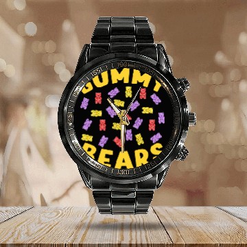 Discover Bear Pet Funny Gummy Bear Design For Candy Lovers Calendar Steel Band Watch