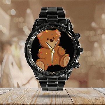 Discover Bear Pet Stuffed Animal I Cute Teddy Bear Calendar Steel Band Watch