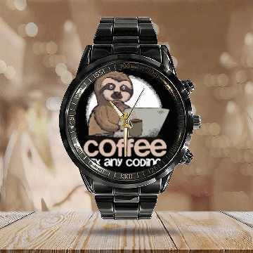 Discover Sloth Pet Computer Science Sloth Programmer Coding Gift For IT Coder Calendar Steel Band Watch