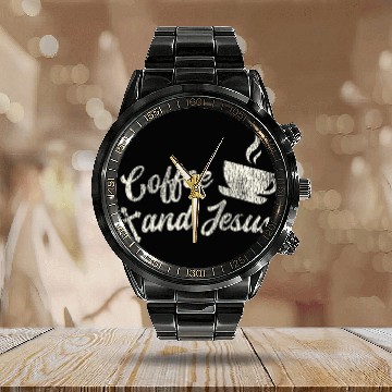 Discover Coffee Fun vintages Coffee And Jesus Cross Christian Coffee Lover Calendar Steel Band Watch
