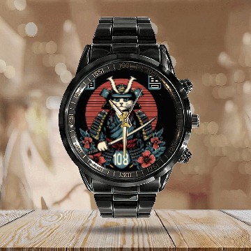 Discover Ancient Samurai Cat Japan Culture Ninja Baseball Tees Calendar Steel Band Watch