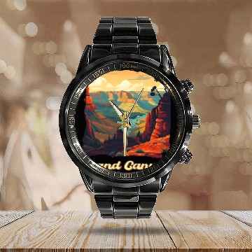 Discover Grand Canyon Adventure Hiking Nature Lover Calendar Steel Band Watch