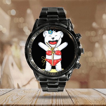 Discover Bear Pet Funny swim Trunks with this Teddy Bear Outfit 2 Calendar Steel Band Watch