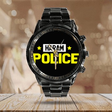Discover Haram Police Funny Muslim Islam Calendar Steel Band Watch
