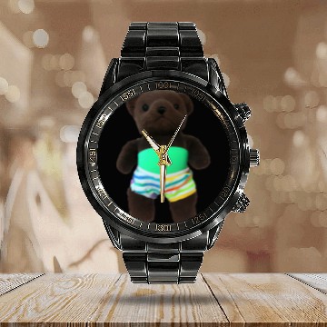 Discover Bear Pet Funny swim Trunks with this Teddy Bear Outfit 1 Calendar Steel Band Watch