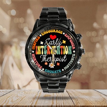 Discover Intervention Teacher Team Early Intervention Therapist Baseball Tees Calendar Steel Band Watch