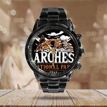 Discover Arch Wilderness Hiking Arches National Park Funny Calendar Steel Band Watch