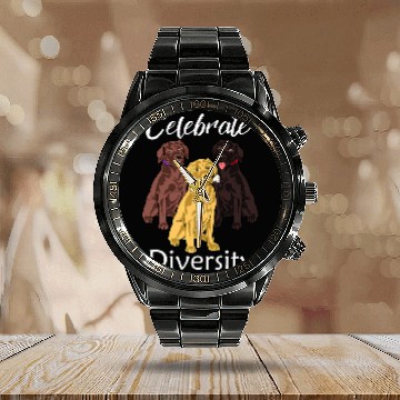 Discover Labrador Retriever Diversity Gift Yellow Lab Gift Calendar Steel Band Watch