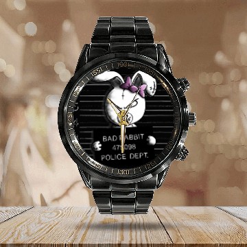 Discover Bad Rabbit Gangster Rabbit on Police Photo Baseball Tees Calendar Steel Band Watch