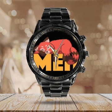 Discover Panda Pet Funny Meh Red Panda Bored Indifferent Sleeping Panda Zip Calendar Steel Band Watch