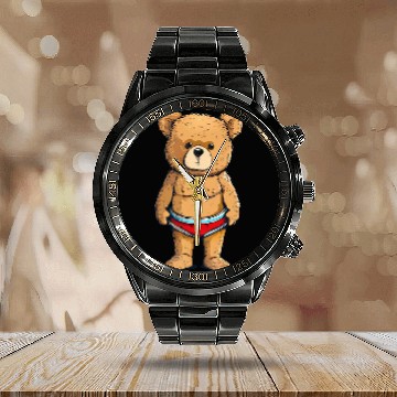Discover Bear Pet Funny swim Trunks with this Teddy Bear Outfit Baseball Tees Calendar Steel Band Watch