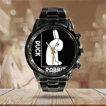 Discover Duck Pet Awesome Duck Or Rabbit Optical Illusion For A Philosophy Fan Calendar Steel Band Watch