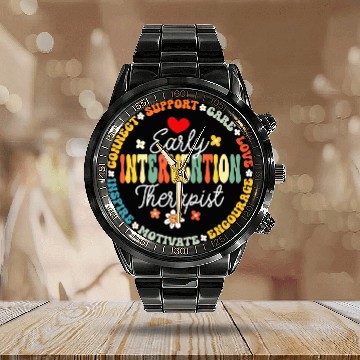 Discover Intervention Teacher Team Early Intervention Therapist 6 Calendar Steel Band Watch