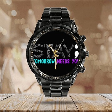 Discover Stay Tomorrow Needs You Semicolon suicides Prevention Month Calendar Steel Band Watch